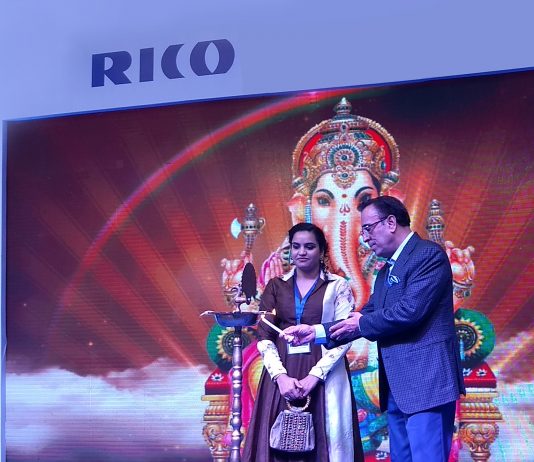 Arvind Kapur, Chairman, CEO & MD, Rico Auto at the lamp lighting ceremony of 4-Wheeler aftermarket Products announcing their foray in to 4-Wheeler Aftermarket